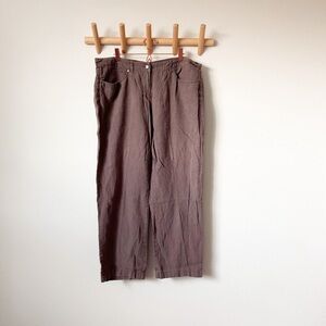 Eileen Fisher Brown Linen Wide Leg Pants